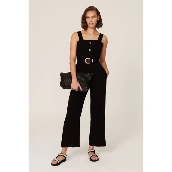 Maje Pampi Crepe Logo Button Overall Jumpsuit, EU Size 40 - Picture 5 of 16
